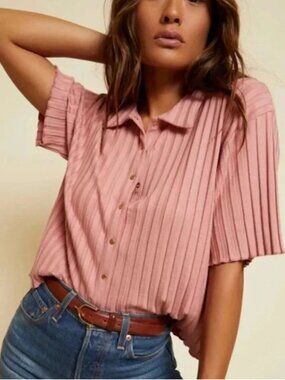 Nation LTD Aero Blush Pink Button Down Pleated Shirt XS